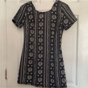 Hollister Short Sleeve Aztec Style Black Striped Floral Dress